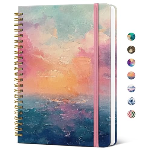Taja Lined Spiral Notebook Journal for Women A5(5.8' × 8.3'), Cute Hardcover Notebook for Work, School & Note Taking, Pretty College Ruled Journal for Writing, 140 Pages, Sunset