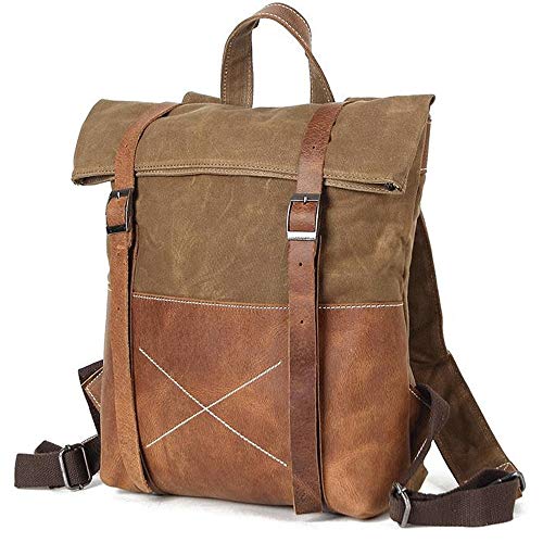 Canvas Backpack Rucksack Men's Waterproof Rucksack Casual Canvas Backpack for Travel Daily Life Travel Outdoor,Black-One Size2