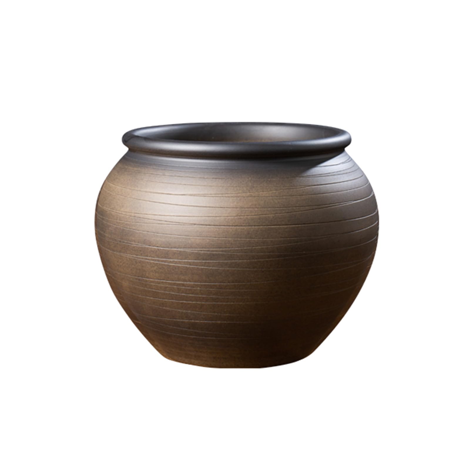 Nzzkoides Vintage Ceramic Vase, Country Style Large Vase, Art Vase for Dried Flowers, Large Flower Stems or Living Room Hotel Club, Rough Surface, Round(Size:19 * 13 * 19CM,Color:Brown)