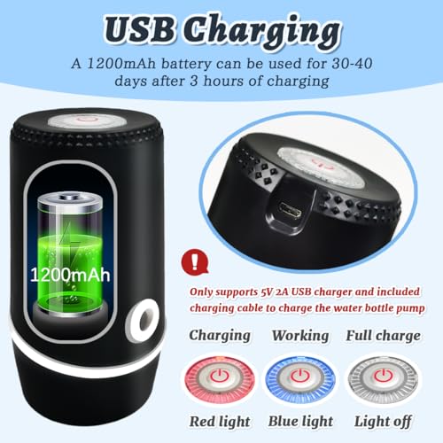 Electric Water Dispenser Pump for 5 Gallon Bottles with USB Charging