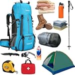 King'sGuard 60L Hiking Backpack, Waterproof Camping Backpacking Backpack for Men Outdoor Climbing Daypack (Light-Blue) - Image 5