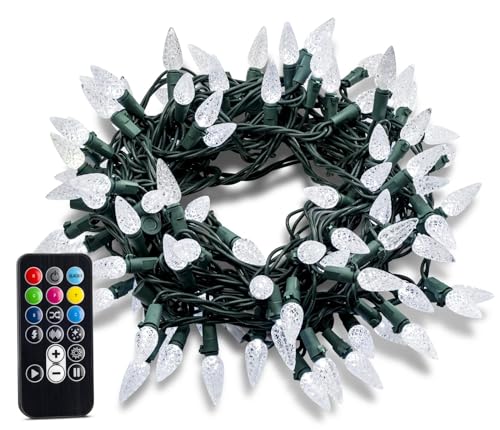 SYLVANIA 100 Light string LED RGB Color Change Faceted C6 Style Mini Light Set