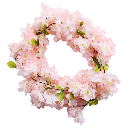 Riuty Künstliche Kirschblüte, Kunstblume BlumendekorGefälschte Sakura Rebe Blumen für Hochzeit Hintergrund Dschungel Dekorationen 220cm 2St(1#)