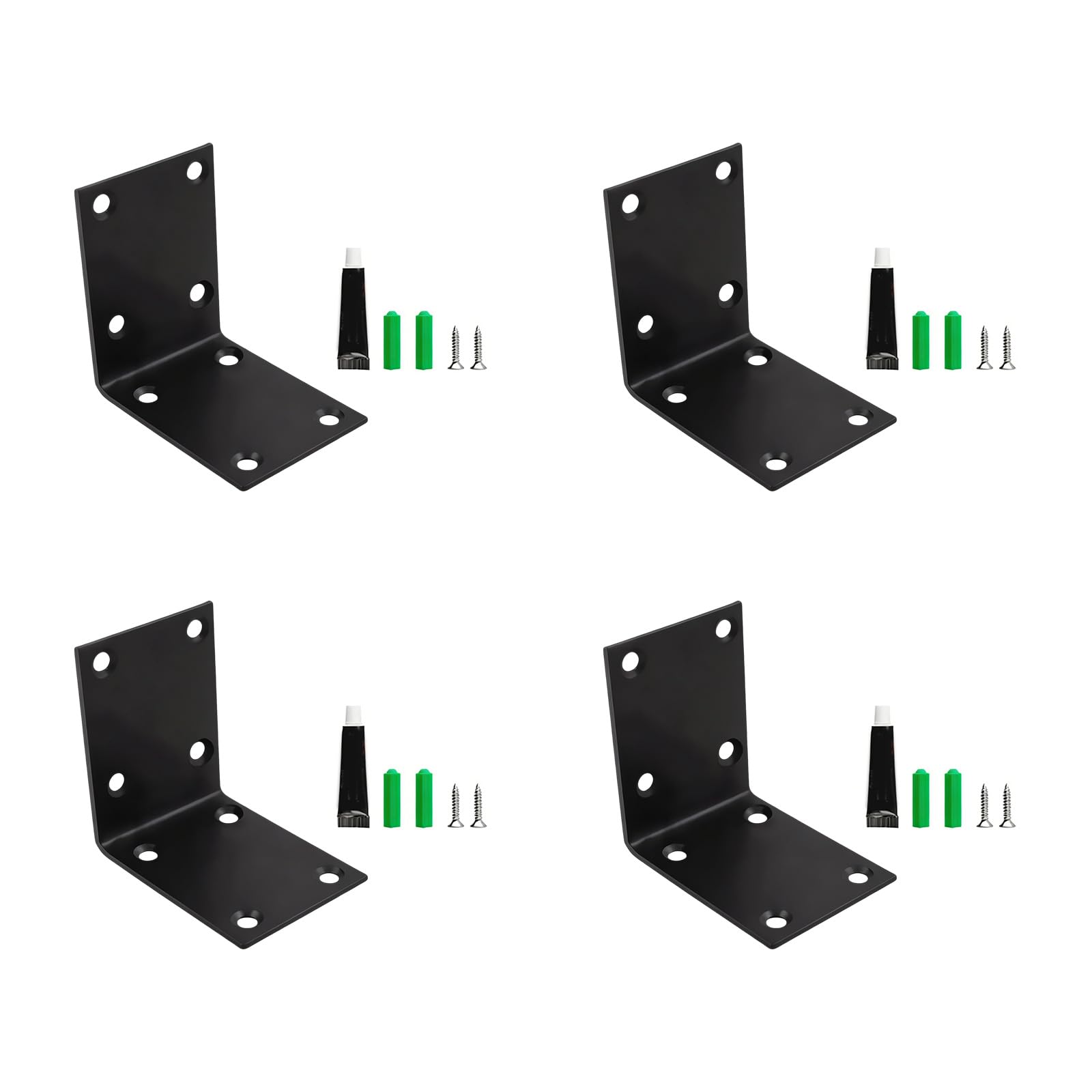CUNZJIA 4Pcs Heavy Duty Stainless Steel Shelf Brackets L Shaped Corner Brace for Furniture Reinforcement and Wall Mounting