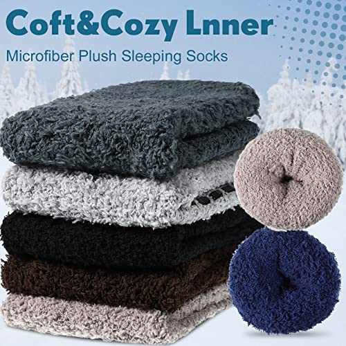 JaGely 21 Pairs Men Fuzzy Sock Bulk Winter Cozy Slipper Sock with Microfiber Plush Sleeping Non Slip Socks Yoga Gift3