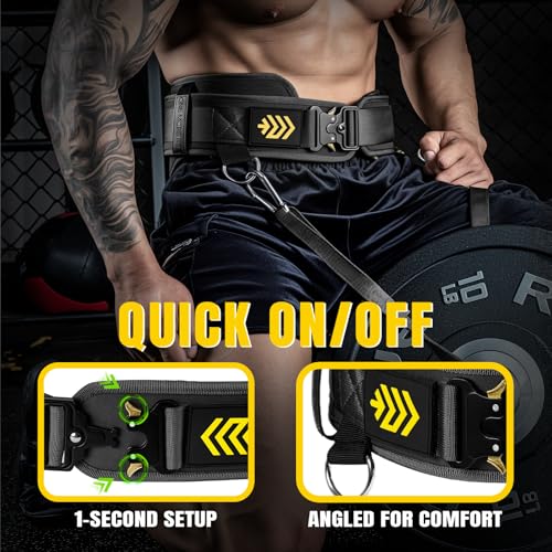 Image of MANUEKLEAR Quick Locking Weighted Belt, Double-Layer Dip for Weight Lifting, Weighted Pull Up for Powerlifting Squat (Black, L(34-37in))