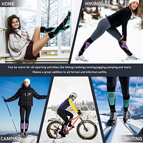Image of Merino Wool Ski Socks 2 Pairs, Thermal Knee High Warm Socks for Snowboarding, Hiking, Cold Weather, Snow, Hunting