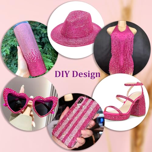Image of 25000Pcs Resin Rhinestones for Crafting, Hot Pink 2-6mm Mixed Sizes Non Hotfix Flatback Gems with 1Pcs Glue, Bedazzling Crystal for DIY Craft Clothing Mugs Tumblers Shoes Fabric Decor Nail Art