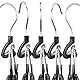 Relaxdays Hosenbügel Metall 5er Set, 360° drehbarer Haken, fest schließend, Rockbügel, gummierte Klemmen, 26cm, schwarz