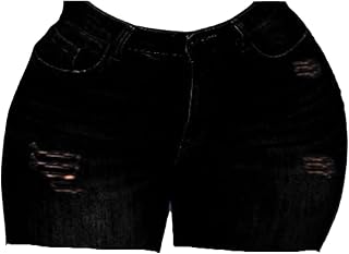 OULIWANGLUO Women High Waisted Ripped Denim Jean Shorts Summer Slim Denim Shorts Street Distressed Stretchy Short Jeans