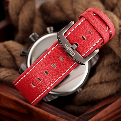 Mgae Casual Leather Strap Men's Watches Military Wristwatch Oulm Watch With Double Time Zone Quartz Watch #TOP7