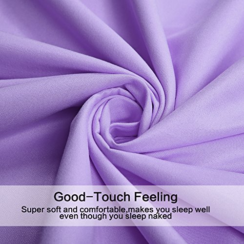 Image of 4 Piece Bed Sheet Set (Queen,Lavender) 1 Flat Sheet,1 Fitted Sheet and 2 Pillow Cases,Brushed Microfiber Luxury Bedding with Deep Pockets