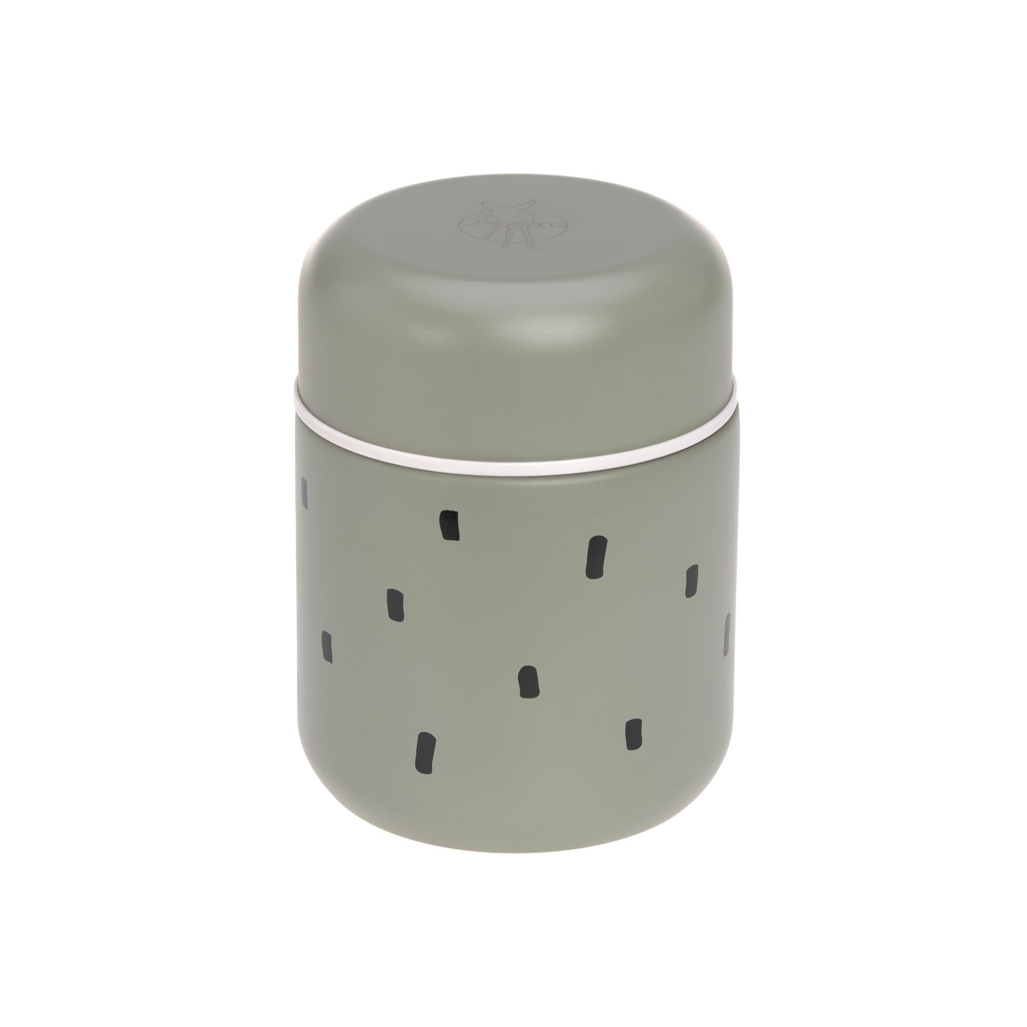 LÄSSIG Baby Kinder Thermo Warmhaltebox Brei Snacks auslaufsicher Edelstahl 350 ml/Food Jar Happy Prints light olive
