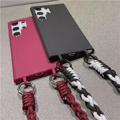 Étui en corde tressée rose pour Samsung A54 5G avec lanière fine