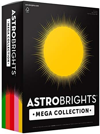 Astrobrights Mega Collection, Colored Cardstock, Retro" 5-Color Assortment, 320 Sheets, 65 lb/176 gsm, 8.5" x 11" (91688)