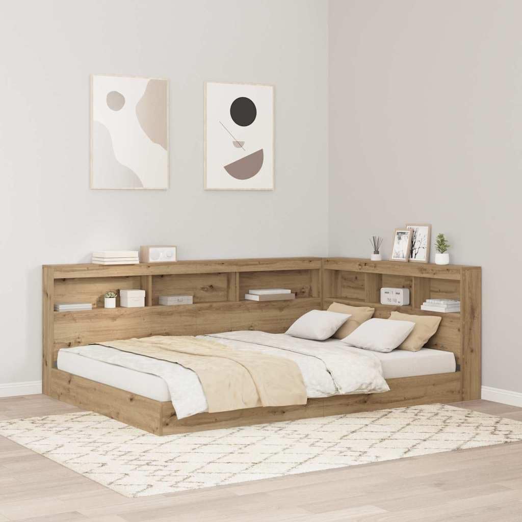 Tête de lit de Rangement Chêne Artisanal Bois d'ingénierie,Têtes et Pieds de lit,3335508