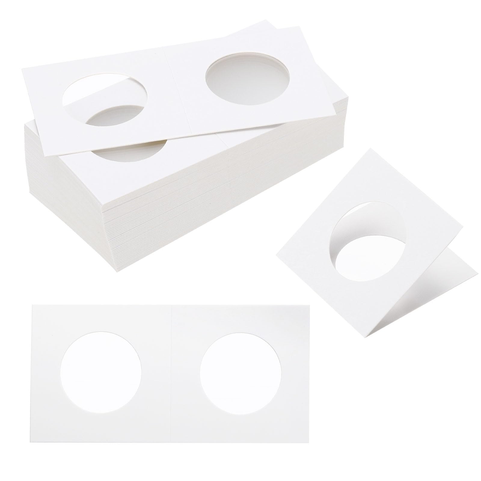 PATIKIL 2x2 Coin Flips, 250 Pack 29mm Cardboard Coin Holder Paper Coin Holders for Coin Collection Supplies Collector White