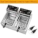 ROVSUN 22.8QT Commercial Deep Fryer with Baskets & Lids, 21.8L Stainless Steel Electric Double Fryer, Countertop Kitchen Frying Machine w/Temperature Control, French Fries Donuts 3400W