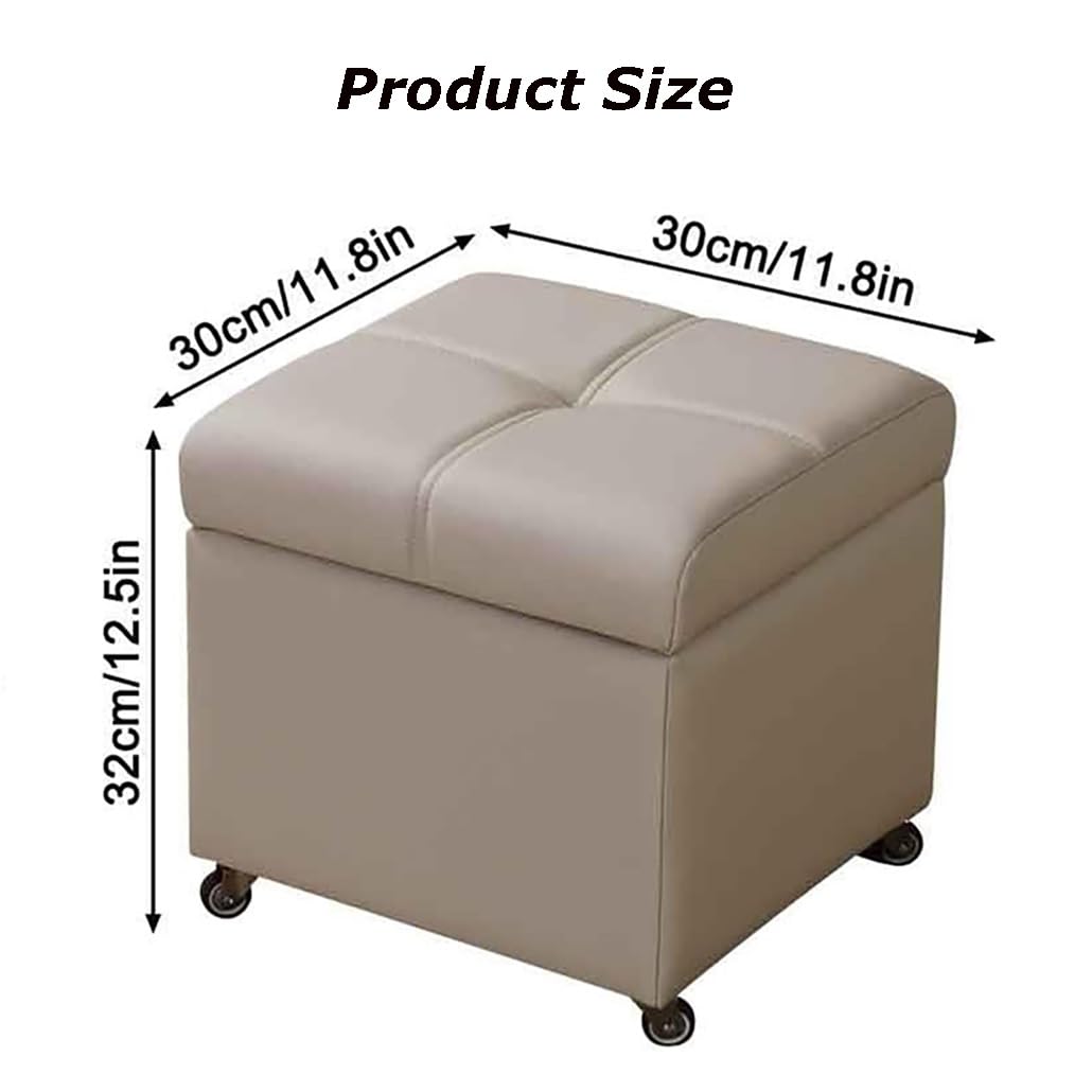Sitzbank Mit Stauraum Sitzhocker Klein Sitztruhe Belastbar Bis 150 Kg Rollen Sitztruhe Für Wohnzimmer Flur Schlafzimmer Esszimmer(Medium Grey,32cm/12.6in)