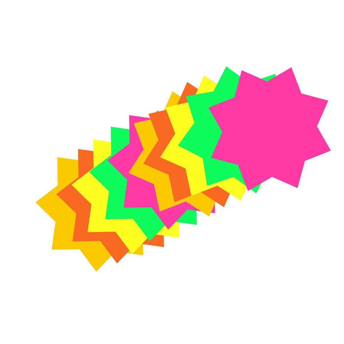 Fluorescent Neon Card Stars 7.5 x 7.5cm for Markets Shops (120)