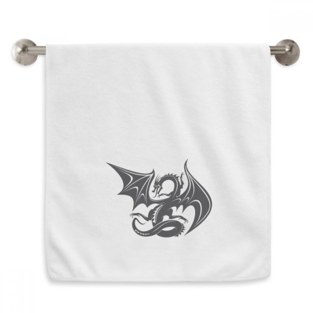 Serviettes moelleuses dragon au design silhouette artistique noir et blanc