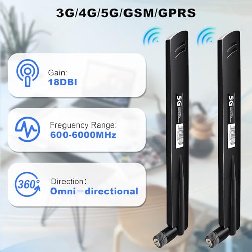 5G LTE Antenne mit Hochleistungs-Signalverstärkung - 18DBI SMA/TS9 Omnidirektionale WLAN-Antenne,600-6000MHz für 3G/4G/5G/GSM/GPRS Router IoT-Gateway Smart Home