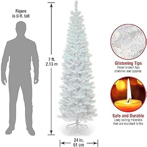 National Tree Company Artificial Christmas Tree White Tinsel Includes Stand 7 feet