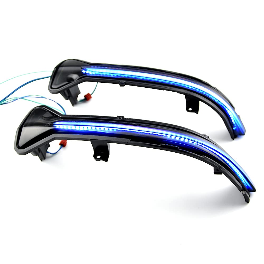 QKLsudua 2pcs Dynamic Sequential Blink Compatible with B-MW G38 G12 G20 G30 G31 G32 G14 G15 G16 G11 G12 M5 F90 5 6 7 8 3 Series LED Side Mirror Turn Signal Light Assembly-Blue and Yellow