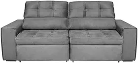 Bugatti II Sofá 5 Lugares Retrátil e Reclinável, Veludo Plush, Cinza Chumbo, 251cm Largura