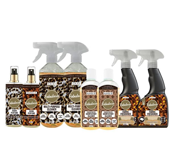 Fabulosa All-in-One General Household Cleaning Bundle Cleaners and Fresheners Antibacterial Sprays and concentrated Disinfectants Long Lasting Room Perfume 8 Pack Classics Collection