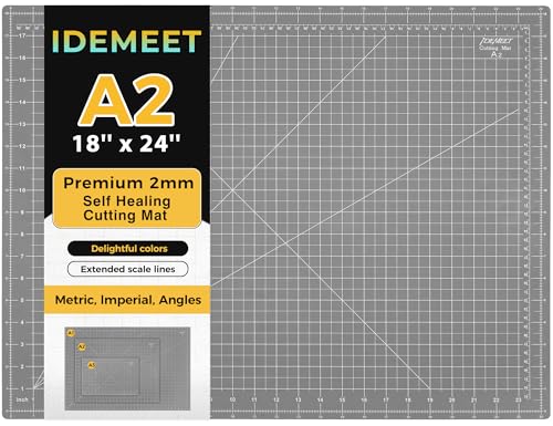 Premium 18 x 24 Self Healing Sewing Mat Non-slip A2 Cutting Mat for Quilting 5-Ply Rotary Cutting Board Double-Sided for Crafts Cutting Fabric Scrapbooking Modeling Projects Anthracite Gray