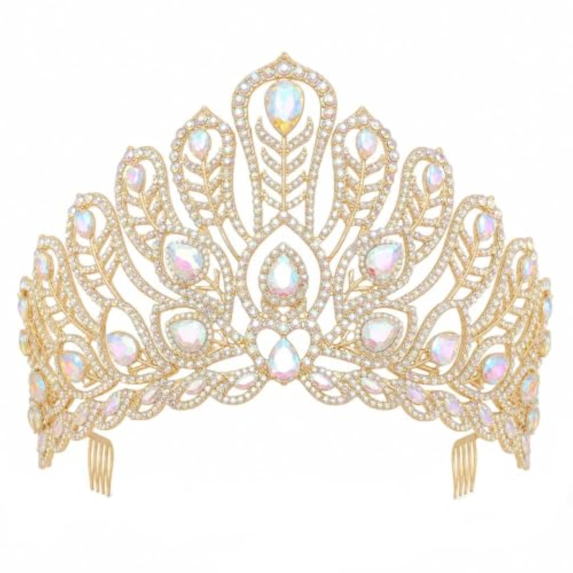 Rhinestone Tiara with Comb, Elegant Bridal Headpiece