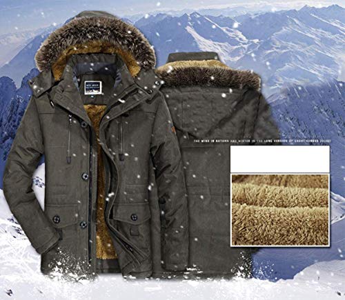 Image of PRIJOUHE Men's Winter Coats Down Jackets Outerwear Long Cotton Coat Men Thick Warm Fur Jacket Coat Overcoat