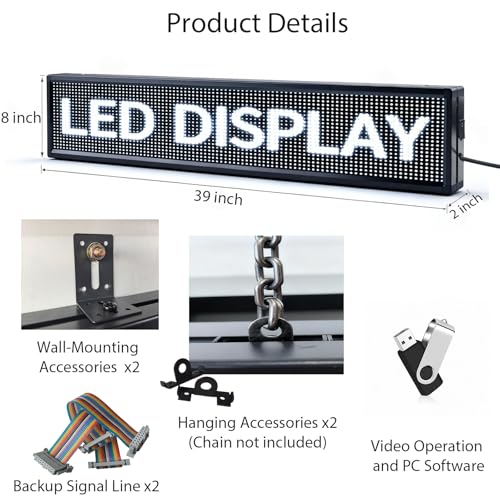 Image of Programmable Scrolling LED Signs WIFI Control for Businesse, P10 Outdoor Sign Custom Message Board Digita Display Advertising Screen, RGB Full Color High Brightness Led Signage 39 inchX8 inch