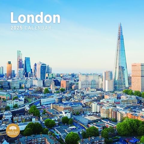 2025 London Monthly Wall Calendar by Bright Day, 12 x 12 Inch United Kingdom Cover