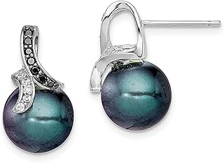 Prata Esterlina 925 Zircônia Cúbica Cz 10 mm Imitação Mar Shell Sereia Náutica Pérola Post Brincos Brincos Drop Dangle Pedra Natural Joias Finas Para Mulheres Presentes Para Ela, Pérola, Zircônia cúbica Pérola
