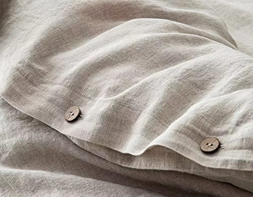 OctoRose French Flax Linen Duvet Covers Set 1 Duvet Cover Queen (90x94 inch) Plus 2 Pillow Cases Gift Packed Fiber from Europe Nature Linen (Size: Queen, Color: Nature)