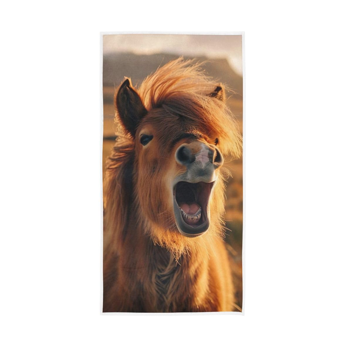 LSRCPD Funny Horse with its Mouth Open Hand Towel, 15 x 30 Inches, Soft Highly Absorbent Towels for Bathroom Gym Hotel