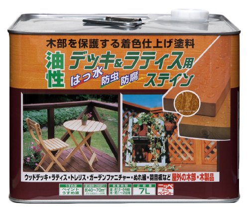 ニッペ ペンキ 塗料 油性デッキ&ラティス用 7L チーク 油性 屋外 ステイン 日本製 4976124525346