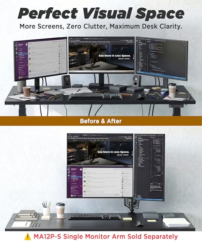 Image of ULTRARM Extra-Tall Extension Arm Accessory for MA12P-S Do Not Use Alone | Max 4 Screens, Dual 40 inch Vertical Stacked Monitor Mount, Base & Pole Not Included, VESA 100x100, Black, MA12P-A