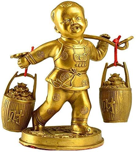 Sculptures de garçon chanceux en cuivre pur, cadeau de prospérité