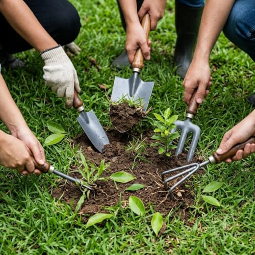 Image of Garden Tools for Home & Nursery Use | Hand Tools for Plant Care & Gardening (5 Pcs Garden Tool Set)