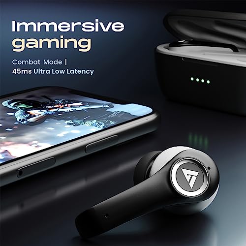 Image of Boult Omega Wireless Earbuds with Active noise cancellation, 4 ENC noise cancelling mic, 32H playtime, Low latency gaming mode, Type-C Fast Charging, IPX7 Waterproof with Bluetooth 5.3(Black)