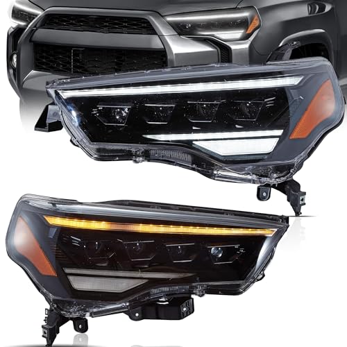 VLAND Headlights Fit for 2014-2024 Toyota 4Runner Front Lights with Dynamic welcome breathing DRL and Sequential Turn Signal Amber