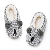 The Metluks Cute Animal House Slippers for Teens Girls Boys Kids Indoor, Warm Fuzzy Bedroom Sock Shoes with Grippers Non slip, Cozy Funny Christmas Gifts Sleeping Koala Adult Women Size 7-8