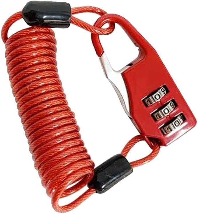 Candado de cable portátil para casco de bicicleta rojo miniatura 3