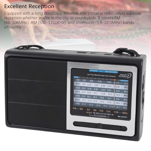 Radio portátil AM FM SW con Bluetooth y batería recargable miniatura 3