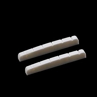 HUATOOL Porca de osso com fenda real para guitarra elétrica almofada de corda superior corda de almofada de guitarra travesseiro ponte de guitarra (parte inferior plana 42/43 * 3,4 * 6) peça de guitarra DIY (2 peças/conjunto EG NUT43 plano)