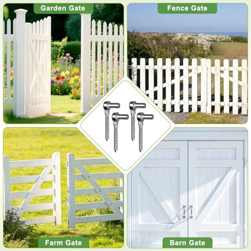 Image of Insaga 304 Stainless Steel Gate Hinges 4Pcs One-Piece Cast Non-Welded Farm Gate Hinge for Wooden Fences, Lag Screw Hinge Rustproof Surface Mount Hinges for Outdoor Garden Shed Cattle