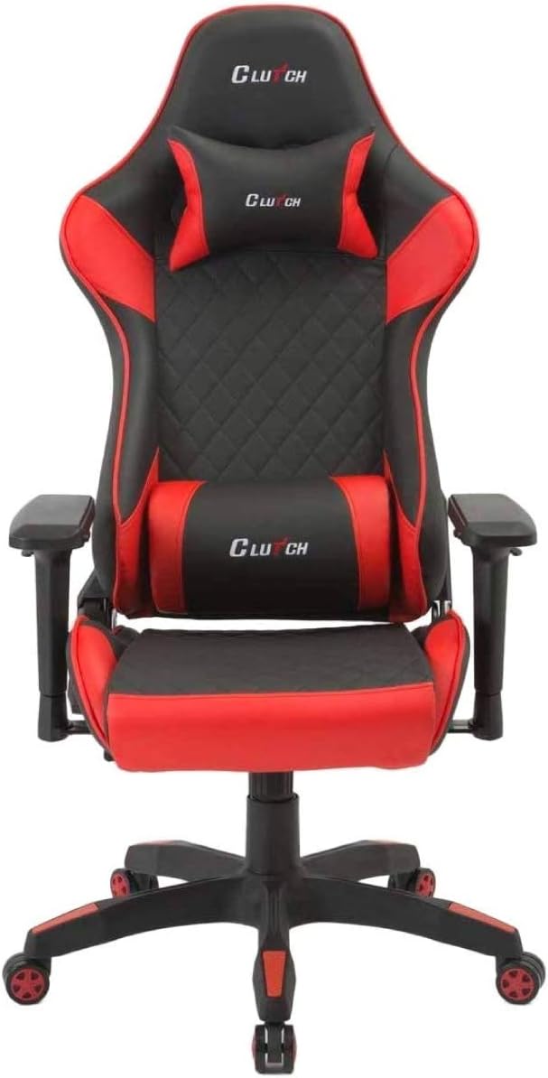 Clutch Chairz Track Series Bravo Ergonomic Video Gaming Chair to Your Home or Office with Backrest Recline Function - Base 5-Star/Non-Marking Castors and Tubular Steel Frame (Red).